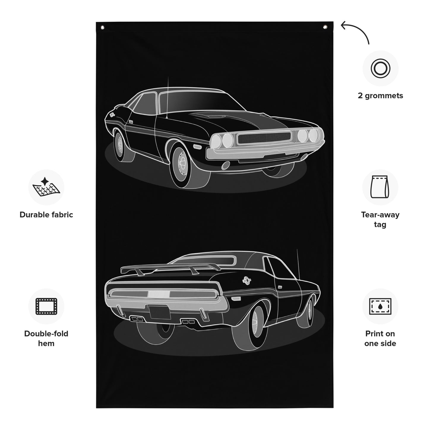 Minimalist Custom Car Art Banner For Garage or Workshop Perfects For Car Enthusiast, Dad's Man Cave