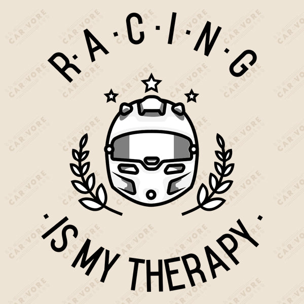 Racing Is My Therapy Race Helmet Track Day Road Course Racing Heather Dust Premium Unisex T-Shirt