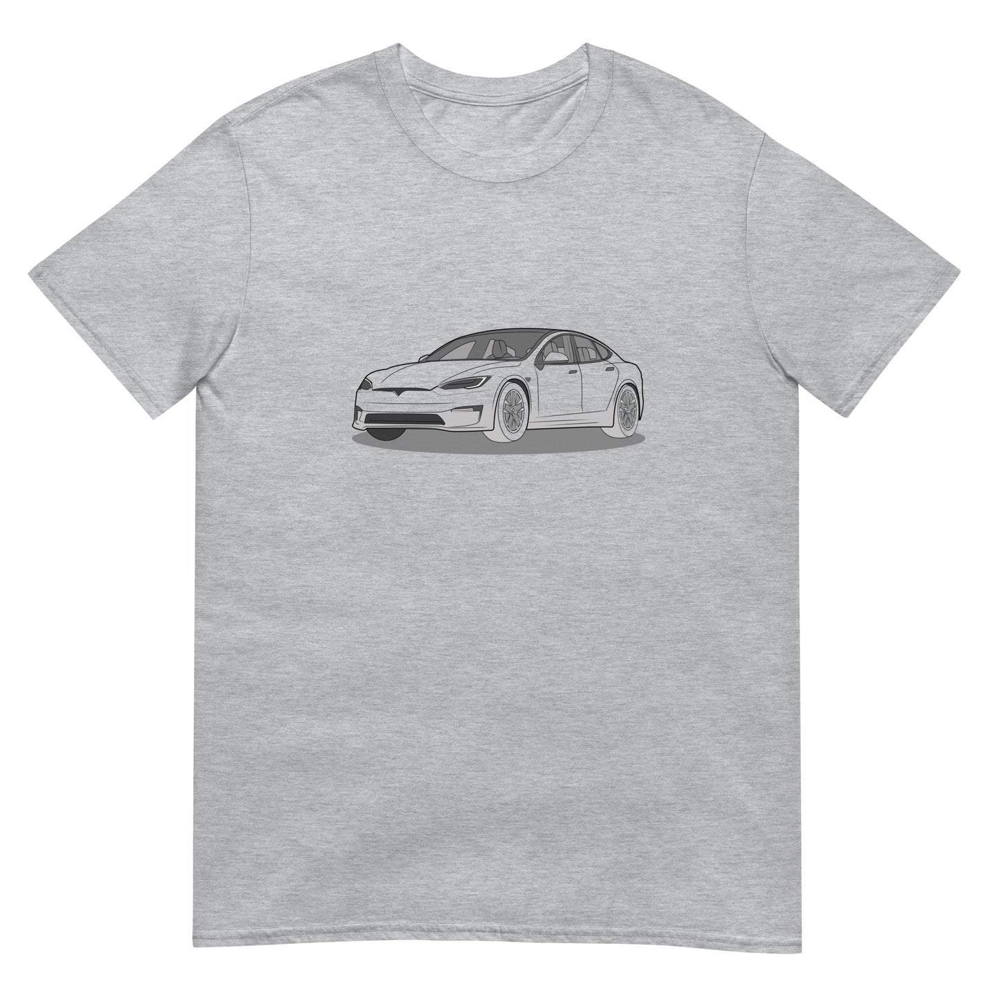Model S Front and Back View On Unisex T-Shirt (3 Colors Available)