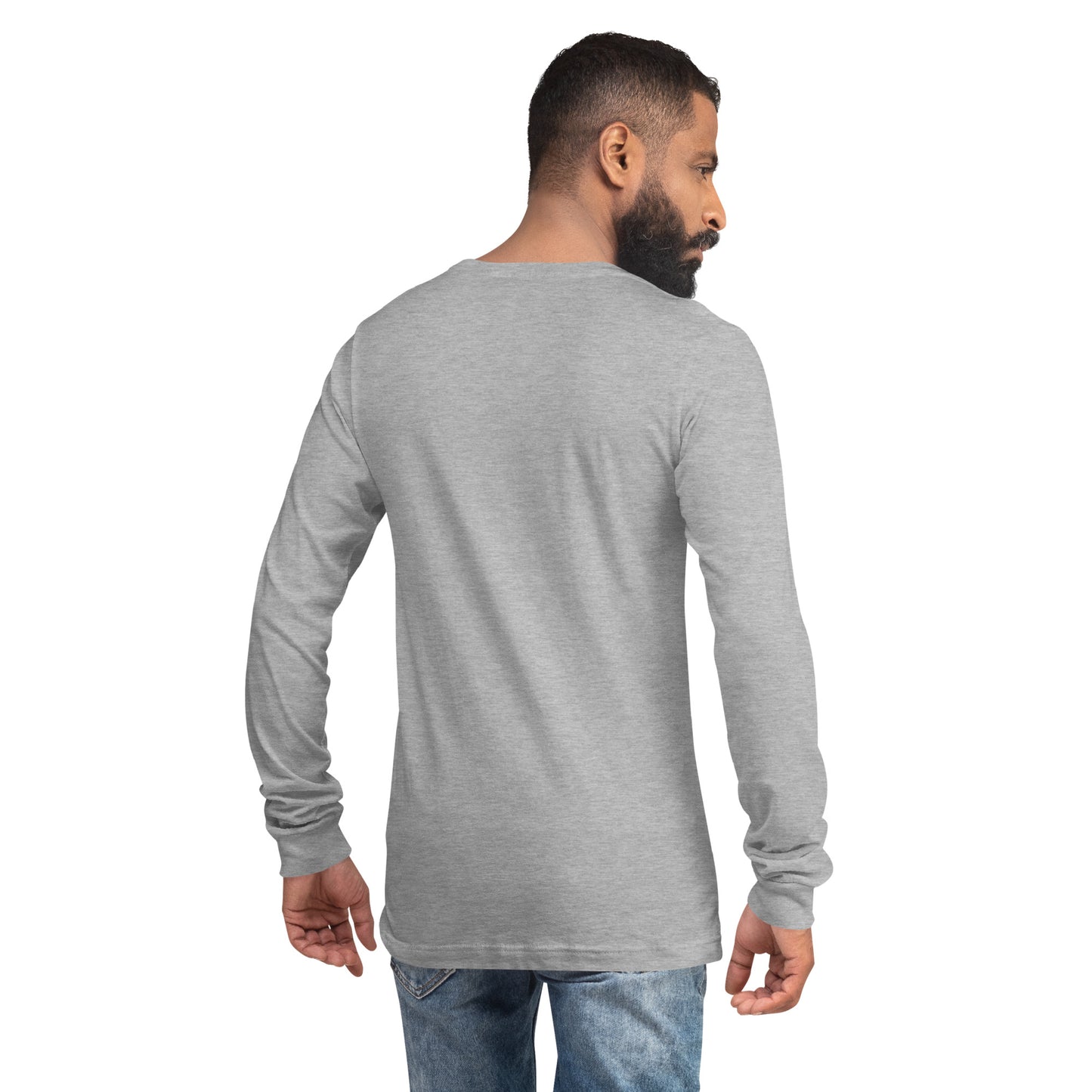 Model S Front View On Premium Unisex Long-Sleeve Shirt (3 Colors Available)