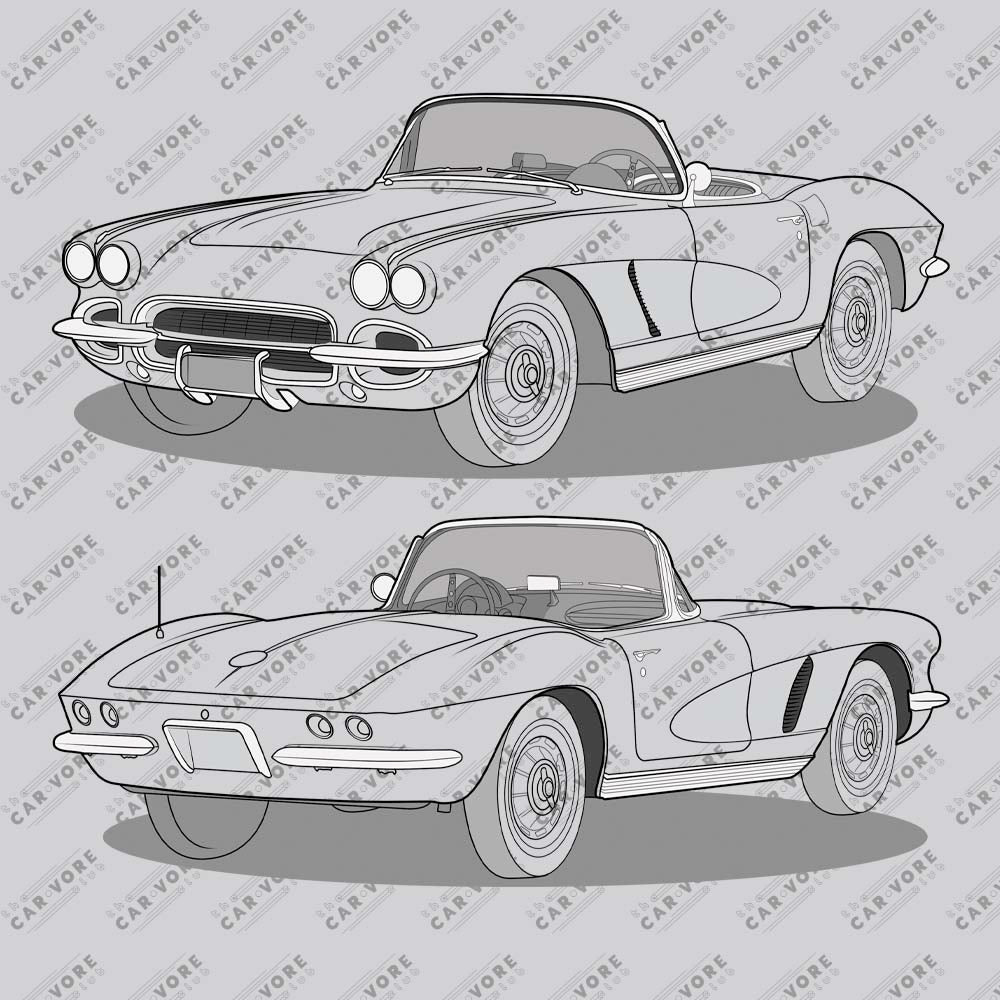 1962 Chevrolet Corvette C1 Double Sided Unisex Sweatshirt (2 Colors Available)