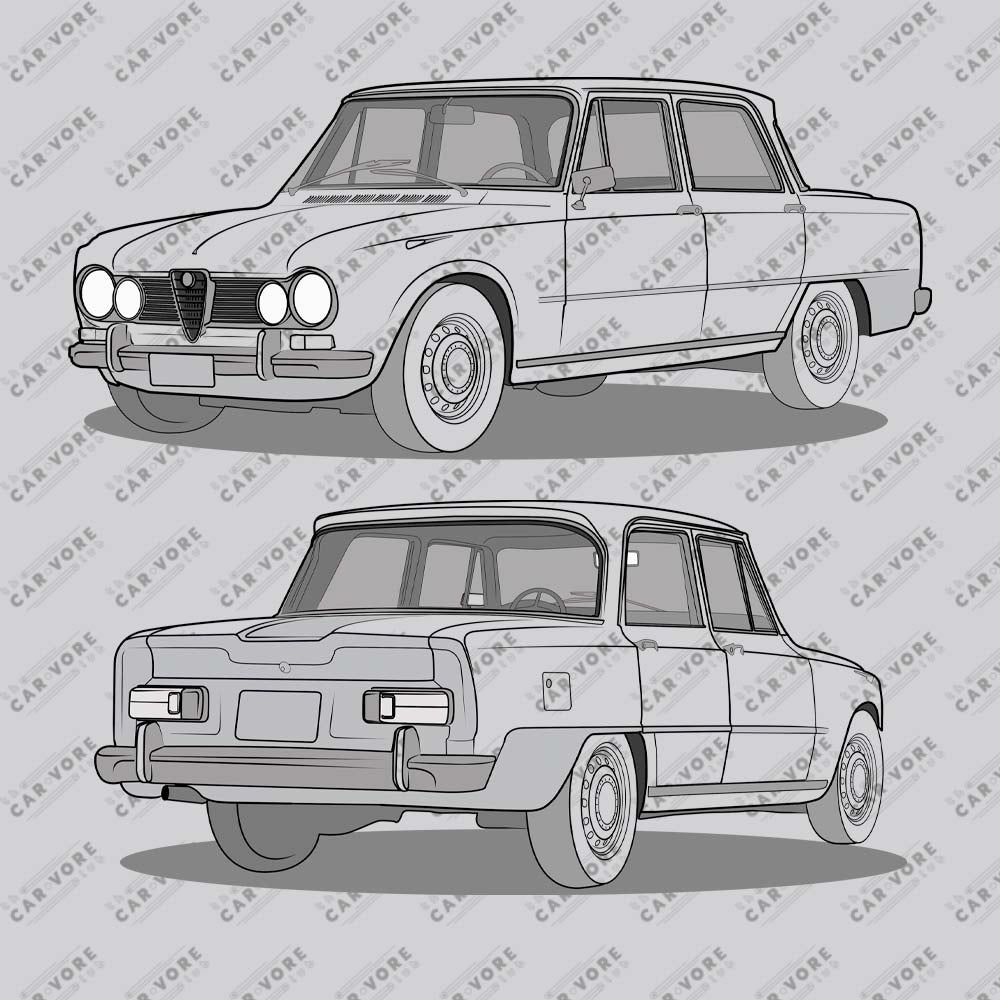 1967 Alfa Romeo Giulia Super Sedan Double Sided Unisex Sweatshirt (2 Colors Available)