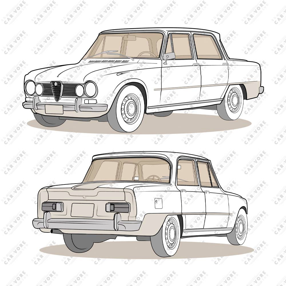 1967 Alfa Romeo Giulia Super Sedan Double Sided Unisex T-Shirt (3 Colors Available)