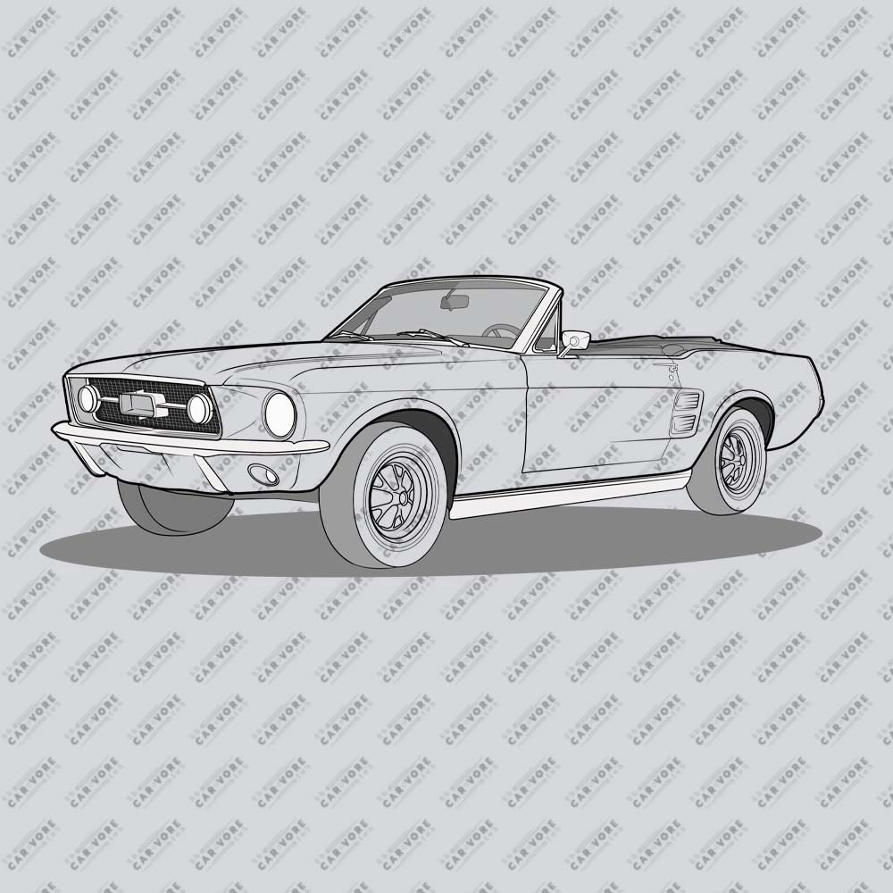 1967 Ford Mustang Convertible Front Side Unisex T-Shirt (3 Colors Available)