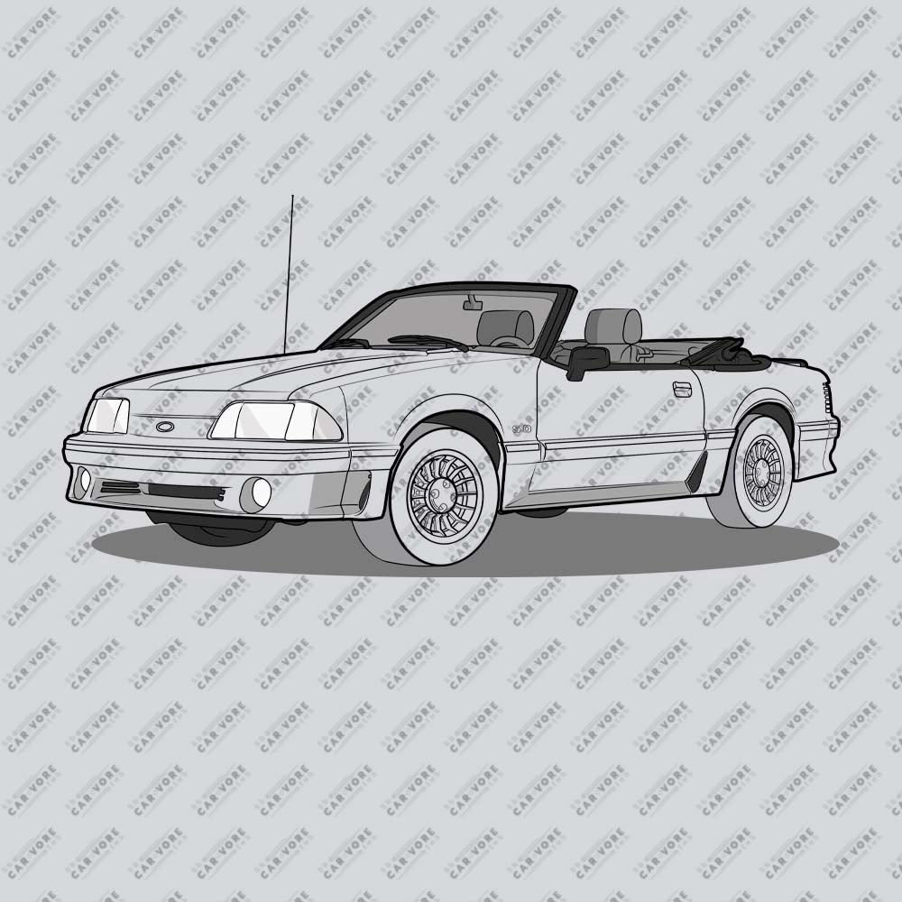 1989 Ford Mustang Convertible 5.0 Front Side Unisex T-Shirt (3 Colors Available)