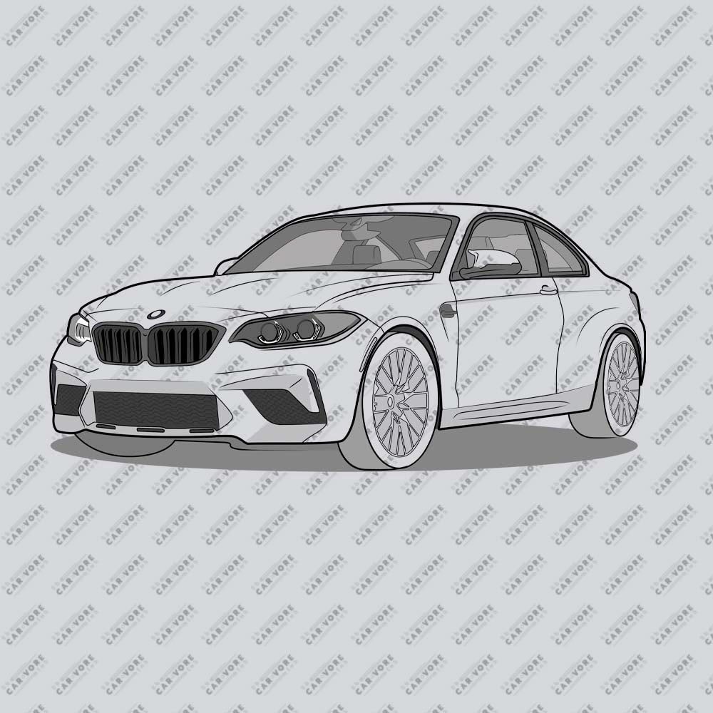 2020 BMW M2 F87 Coupe Front Side Unisex T-Shirt (3 Colors Available)
