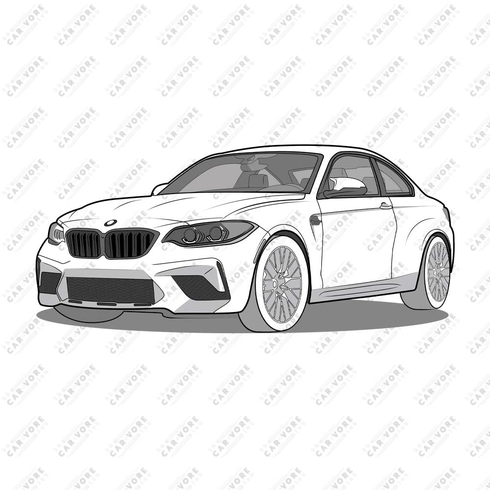 2020 BMW M2 F87 Coupe Front Side Unisex T-Shirt (3 Colors Available)