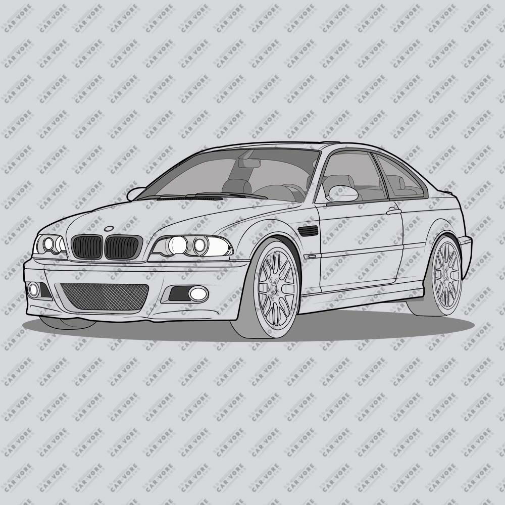 2006 BMW E46 M3 Coupe Front Side Unisex T-Shirt (3 Colors Available)