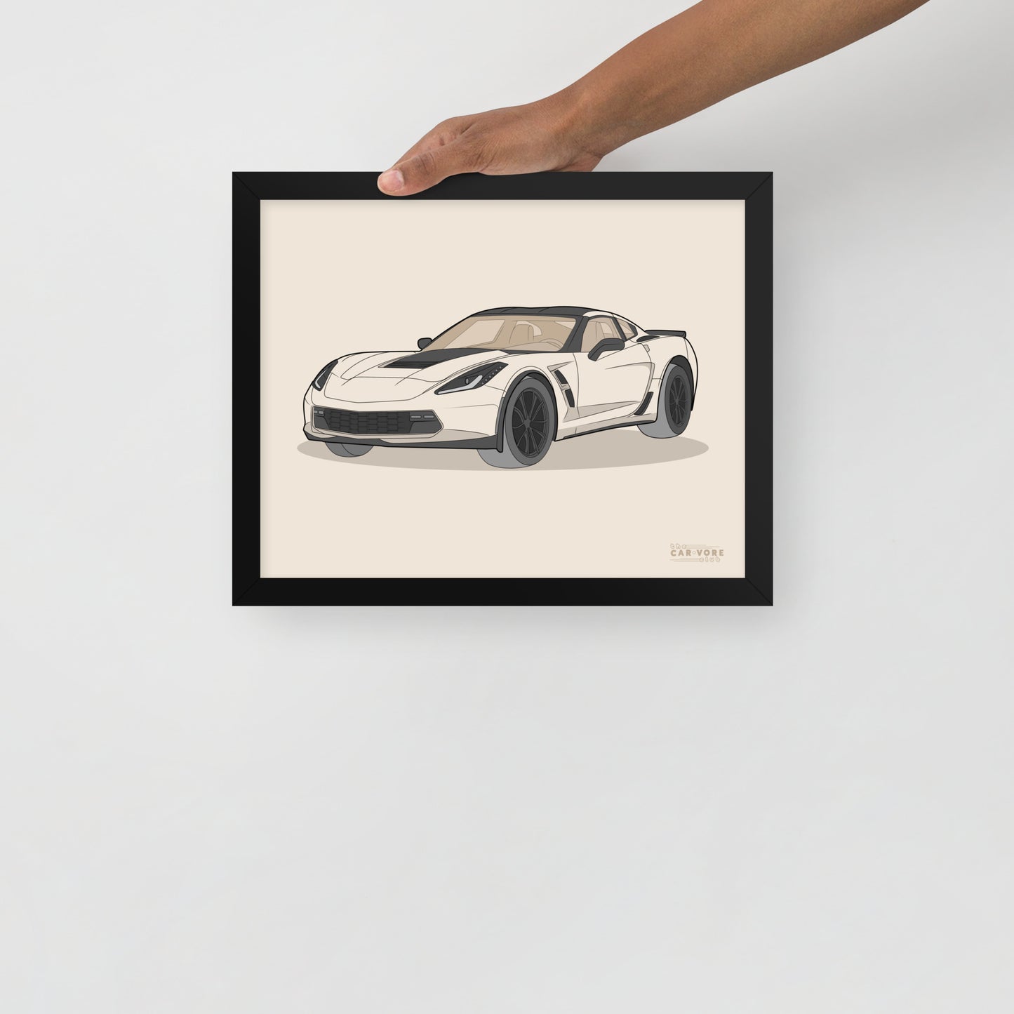 2019 Chevy Corvette Grand Sport Coupe Front View Framed Enhanced Matte Poster (3 Sizes & Frame Colors Available)
