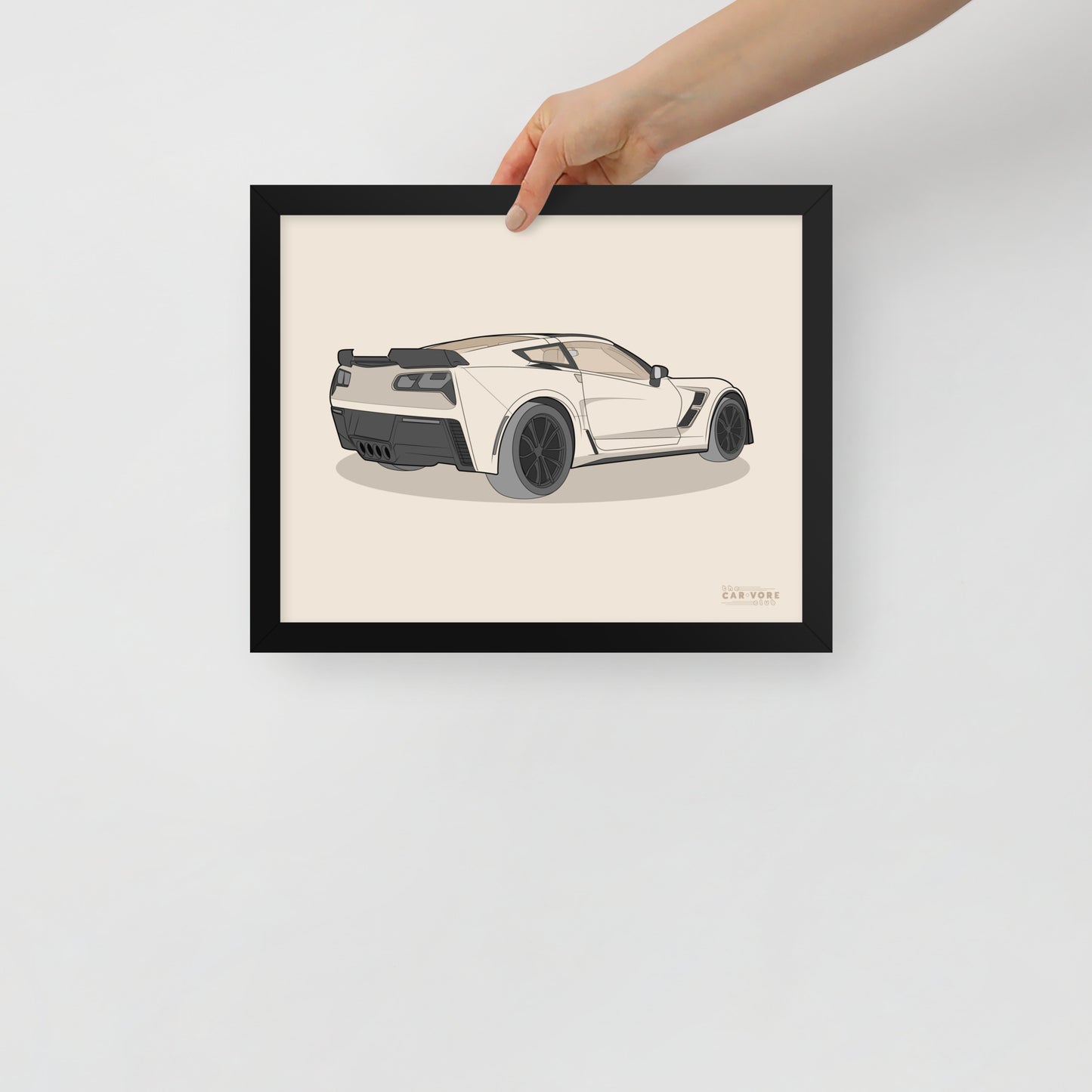 2019 Chevy Corvette Grand Sport Coupe Rear View Framed Enhanced Matte Poster (3 Sizes & Frame Colors Available)