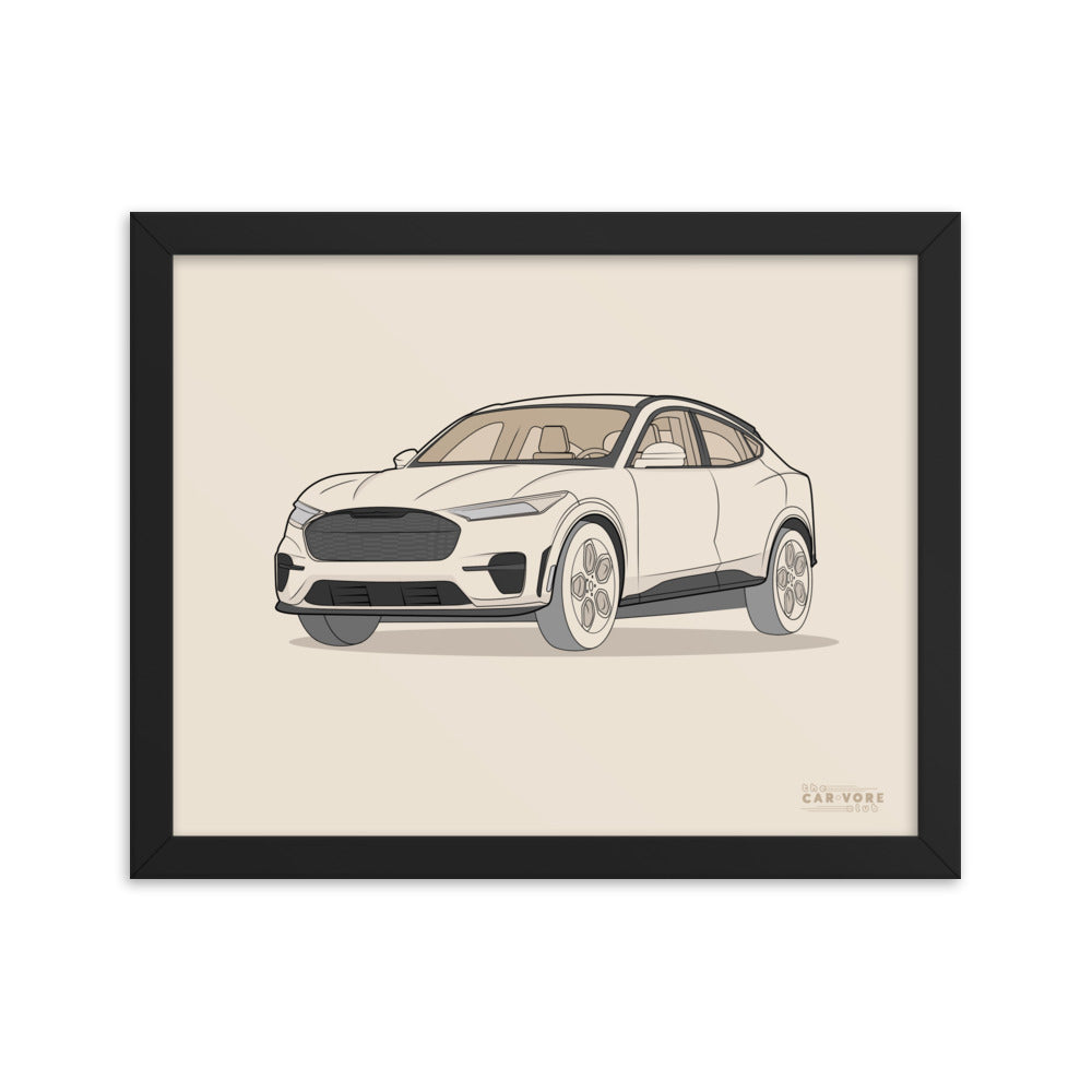 2021 Ford Mustang Mach-E GT Front View Framed Enhanced Matte Poster (3 Colors & Sizes Available)