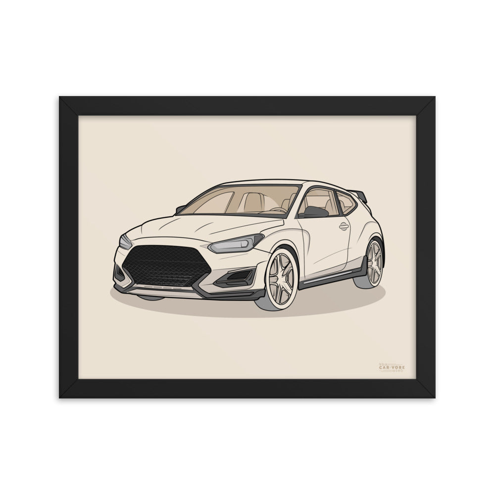2021 Veloster N Front View Framed Enhanced Matte Poster For Hyundai Enthusiasts (3 Sizes & Frame Colors Available)