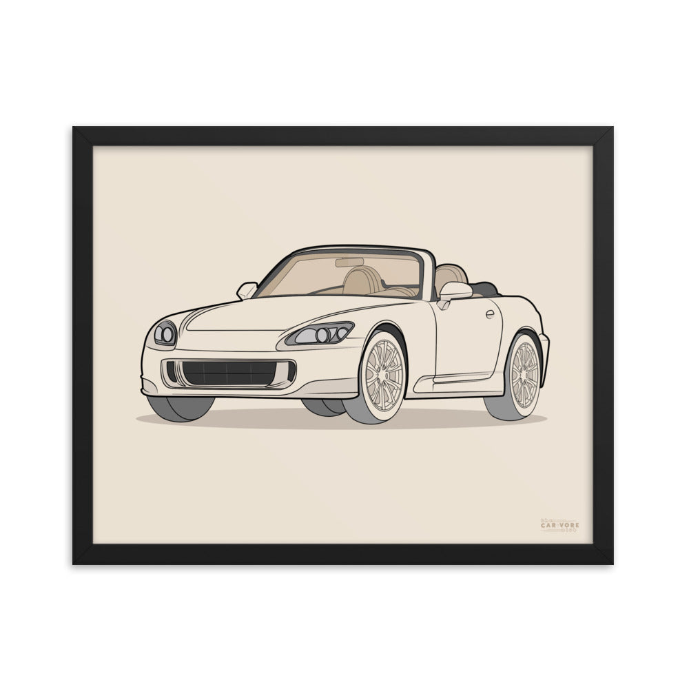2007 Honda S2000 Front View Framed Enhanced Matte Poster (3 Sizes & Frames Available)
