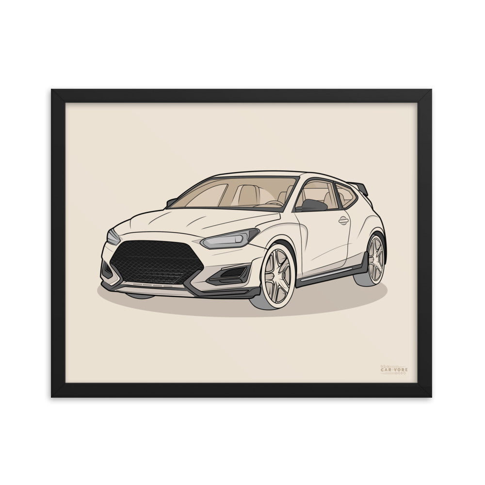 2021 Veloster N Front View Framed Enhanced Matte Poster For Hyundai Enthusiasts (3 Sizes & Frame Colors Available)
