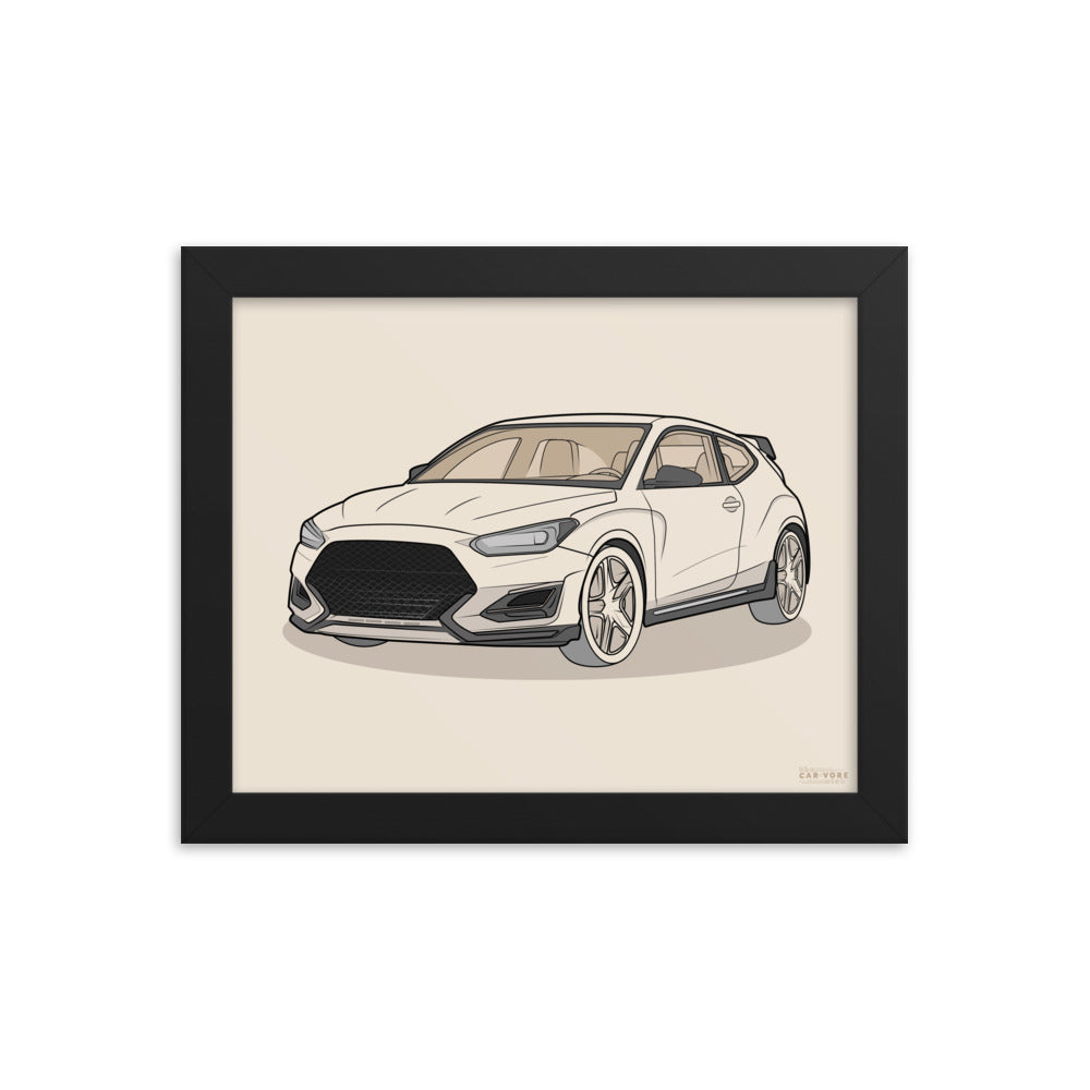 2021 Veloster N Front View Framed Enhanced Matte Poster For Hyundai Enthusiasts (3 Sizes & Frame Colors Available)
