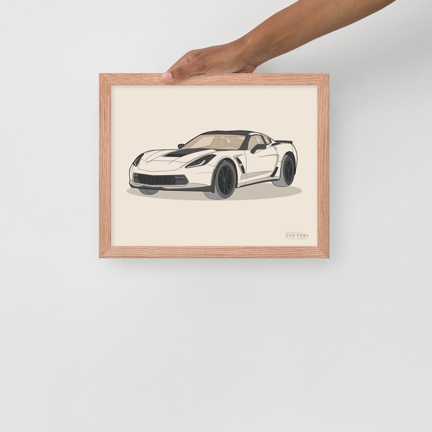 2019 Chevy Corvette Grand Sport Coupe Front View Framed Enhanced Matte Poster (3 Sizes & Frame Colors Available)