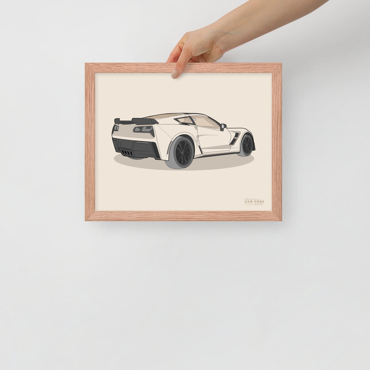 2019 Chevy Corvette Grand Sport Coupe Rear View Framed Enhanced Matte Poster (3 Sizes & Frame Colors Available)