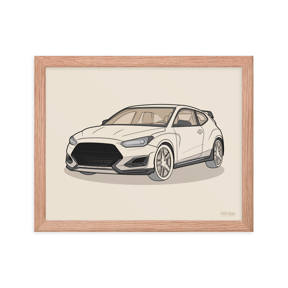 2021 Veloster N Front View Framed Enhanced Matte Poster For Hyundai Enthusiasts (3 Sizes & Frame Colors Available)