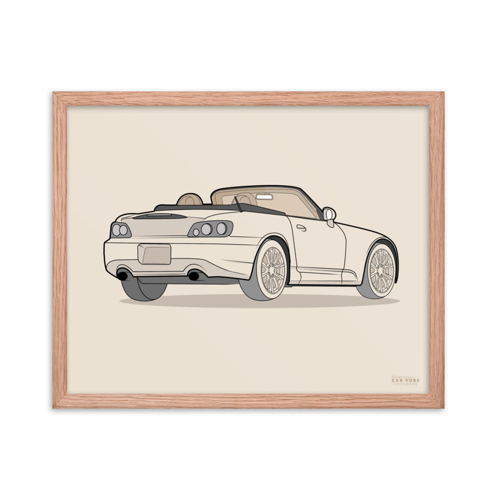 2007 Honda S2000 Rear View Framed Enhanced Matte Poster (3 Sizes & Frames Available)