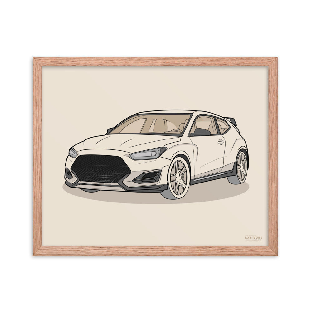 2021 Veloster N Front View Framed Enhanced Matte Poster For Hyundai Enthusiasts (3 Sizes & Frame Colors Available)
