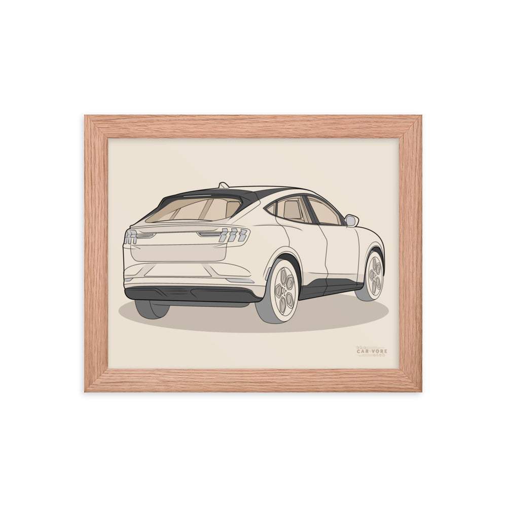 2021 Ford Mustang Mach-E GT Rear View Framed Enhanced Matte Poster (3 Colors & Sizes Available)
