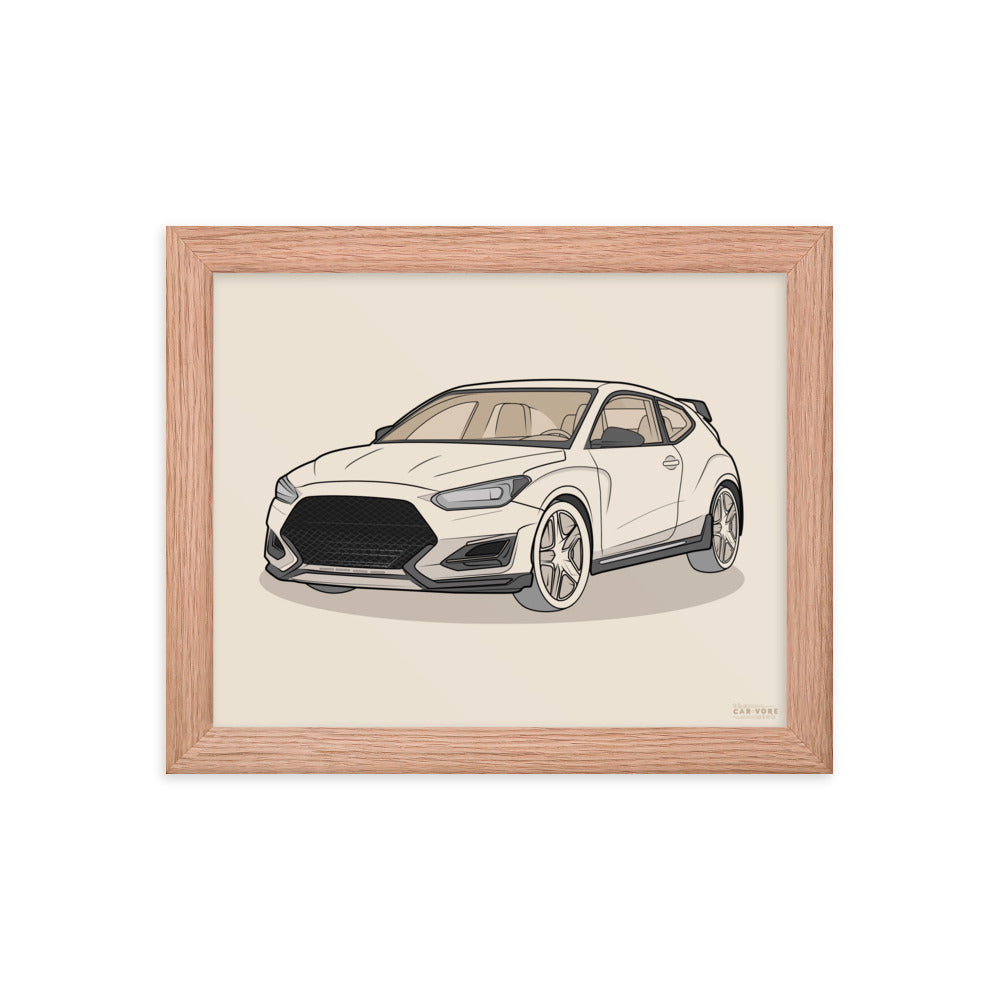 2021 Veloster N Front View Framed Enhanced Matte Poster For Hyundai Enthusiasts (3 Sizes & Frame Colors Available)