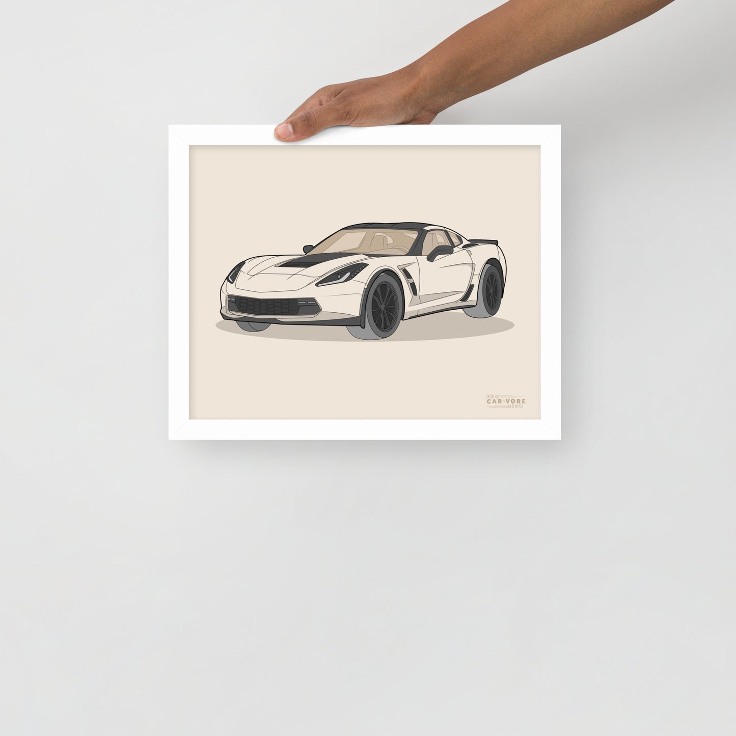 2019 Chevy Corvette Grand Sport Coupe Front View Framed Enhanced Matte Poster (3 Sizes & Frame Colors Available)