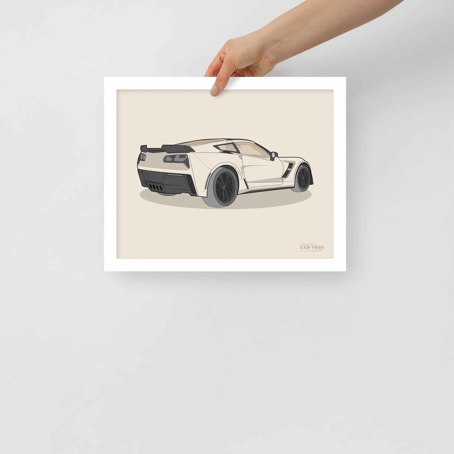 2019 Chevy Corvette Grand Sport Coupe Rear View Framed Enhanced Matte Poster (3 Sizes & Frame Colors Available)