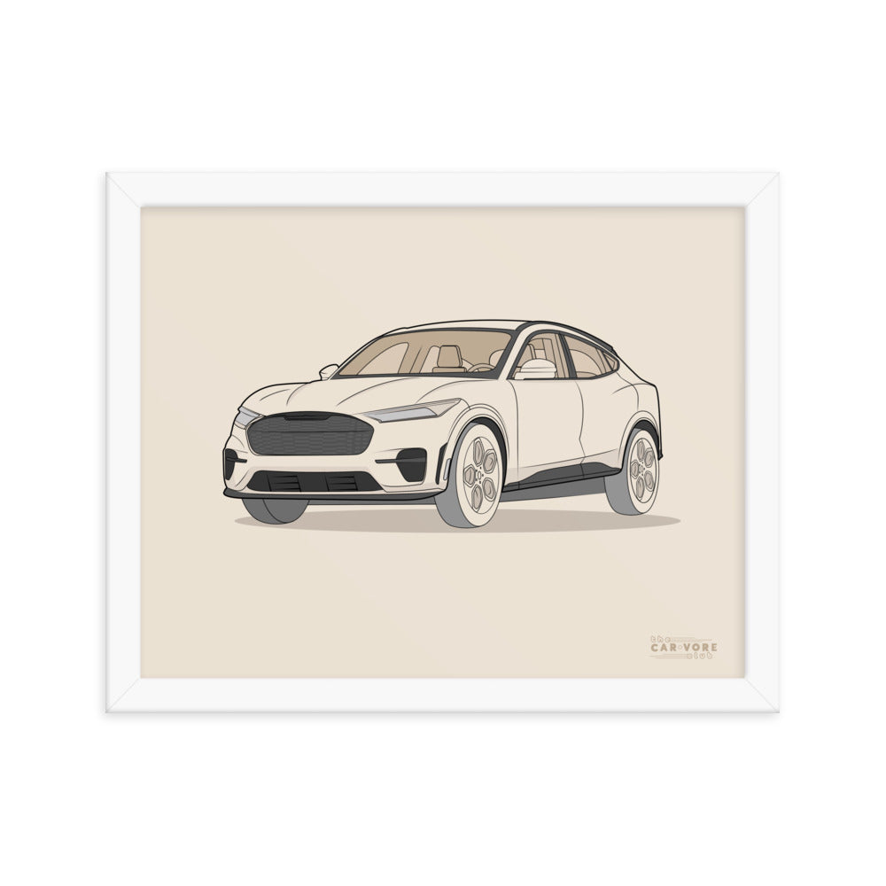 2021 Ford Mustang Mach-E GT Front View Framed Enhanced Matte Poster (3 Colors & Sizes Available)