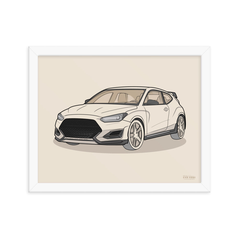 2021 Veloster N Front View Framed Enhanced Matte Poster For Hyundai Enthusiasts (3 Sizes & Frame Colors Available)