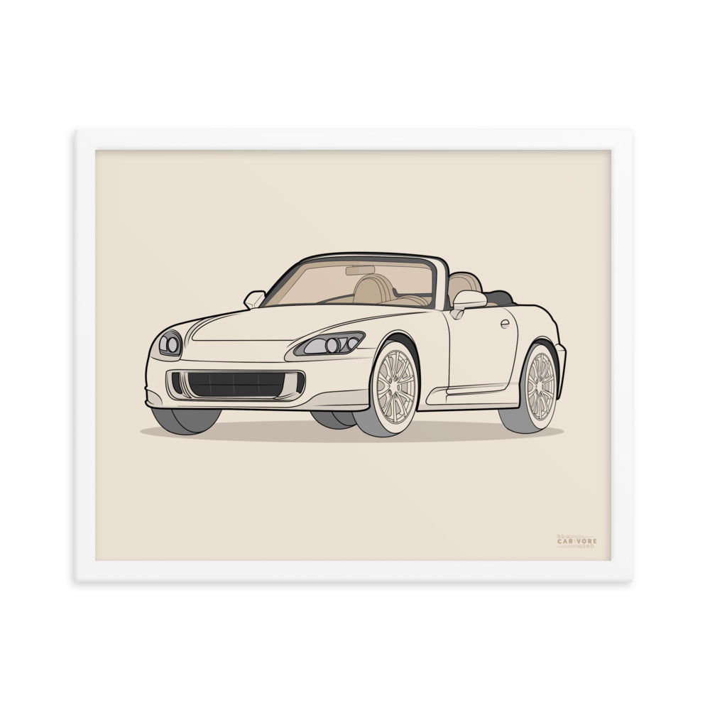 2007 Honda S2000 Front View Framed Enhanced Matte Poster (3 Sizes & Frames Available)