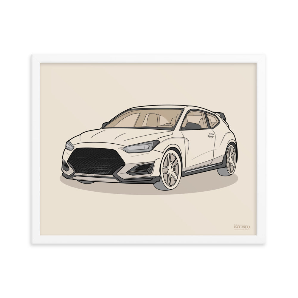 2021 Veloster N Front View Framed Enhanced Matte Poster For Hyundai Enthusiasts (3 Sizes & Frame Colors Available)