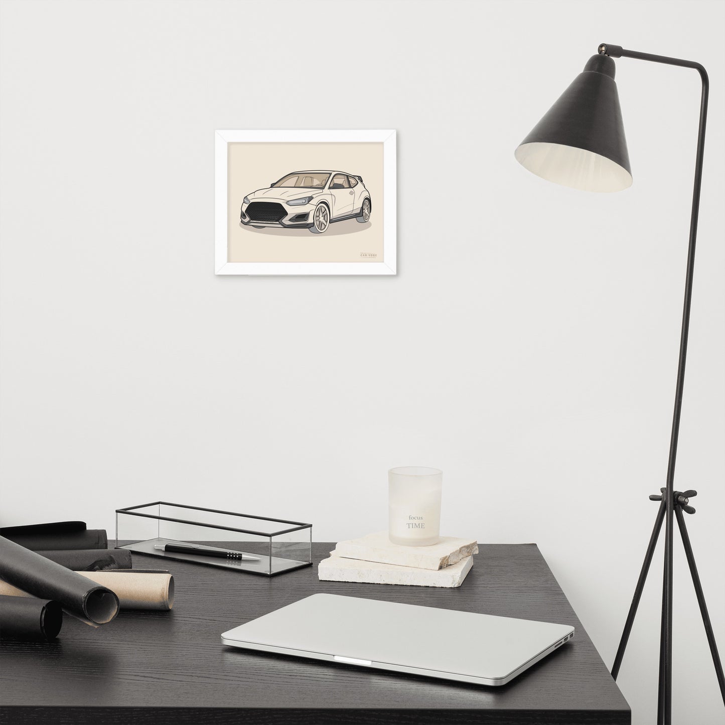 2021 Veloster N Front View Framed Enhanced Matte Poster For Hyundai Enthusiasts (3 Sizes & Frame Colors Available)