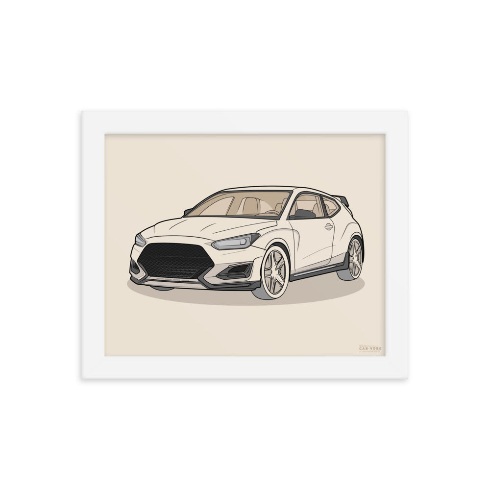 2021 Veloster N Front View Framed Enhanced Matte Poster For Hyundai Enthusiasts (3 Sizes & Frame Colors Available)