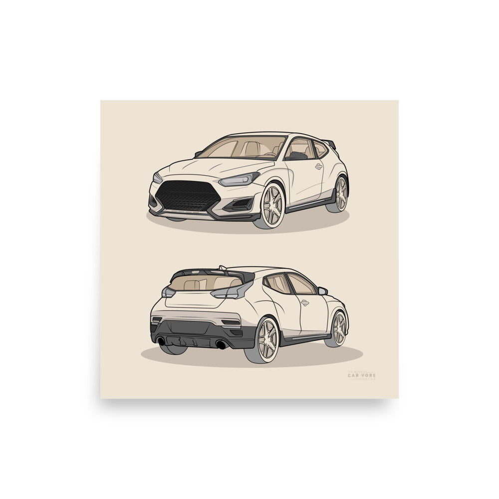 2021 Veloster N 12 in. X 12 in. Poster For Hyundai Enthusiasts