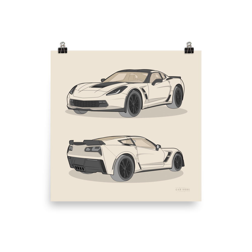 2019 Chevy Corvette Grand Sport Coupe 12 in. X 12 in. Poster