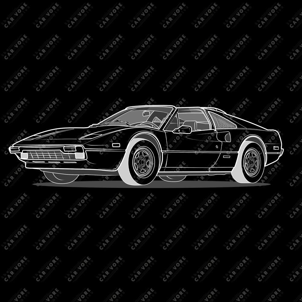 1982 Ferrari 308 GTS Quattrovalvole Front Side Unisex T-Shirt (3 Colors Available)
