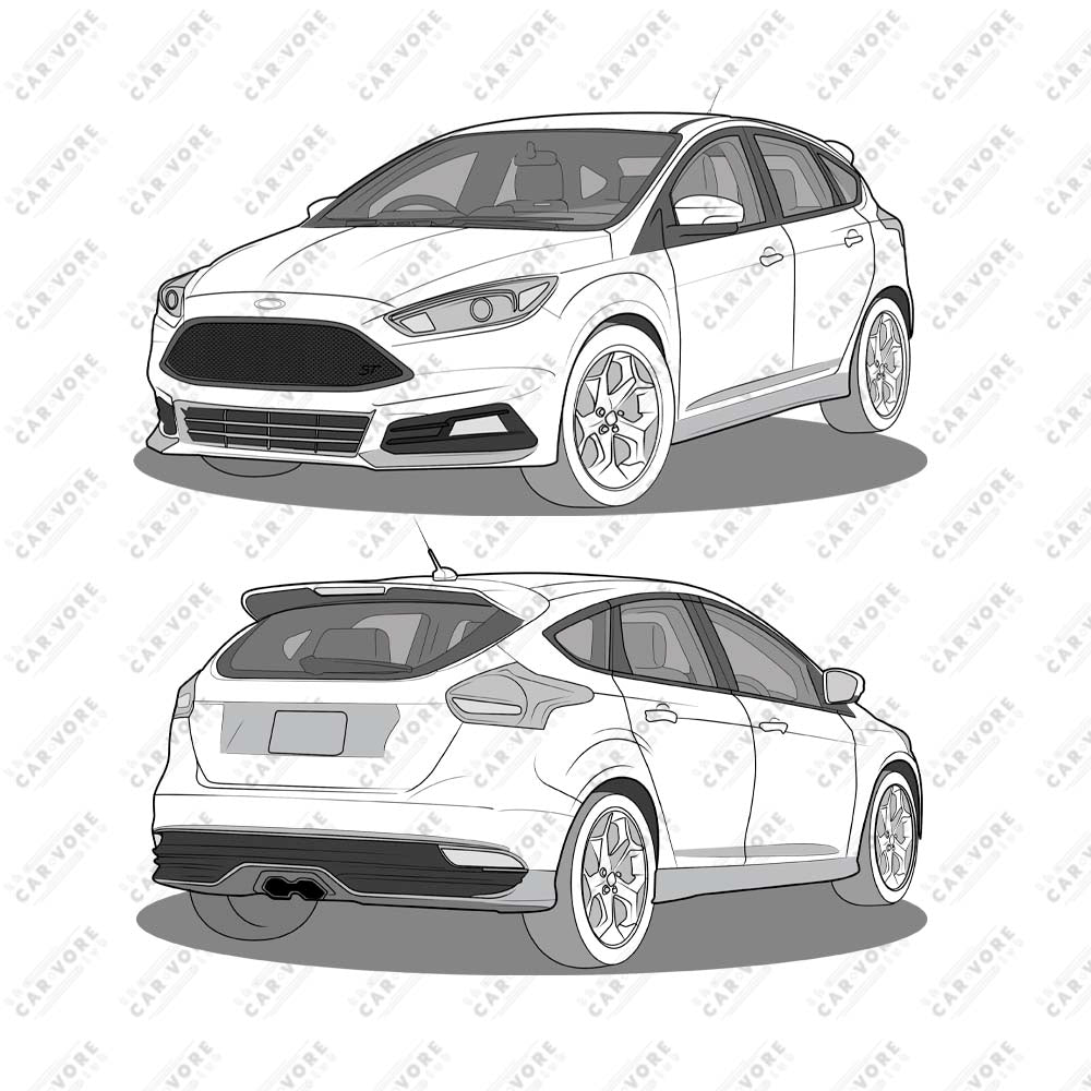 2017 Ford Focus ST Mk3 (Right-Hand Drive) Double Sided Unisex T-Shirt (3 Colors Available)
