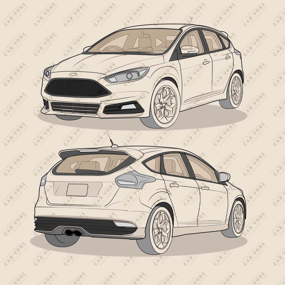 2017 Ford Focus ST Mk3 (Right-Hand Drive) Heather Dust Double Sided Unisex T-Shirt