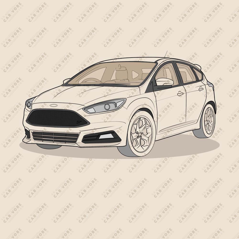 2017 Ford Focus ST Mk3 (Right-Hand Drive) Front Side Heather Dust Unisex T-Shirt