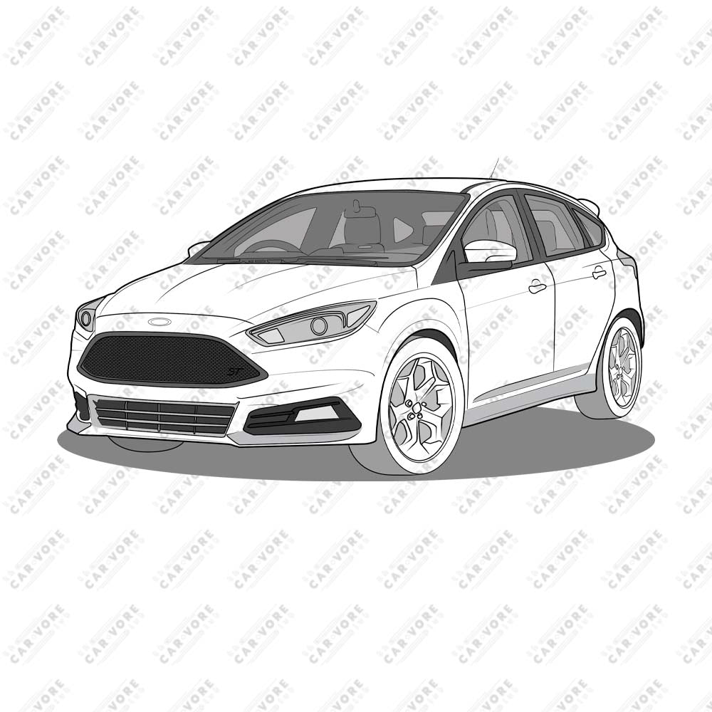 2017 Ford Focus ST Mk3 (Right-Hand Drive) Front Side Unisex T-Shirt (3 Colors Available)