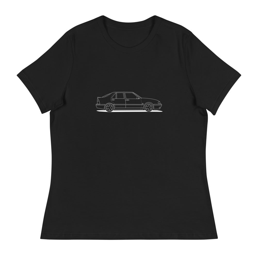Saab 9000 Aero Outline Women's Relaxed Black T-Shirt