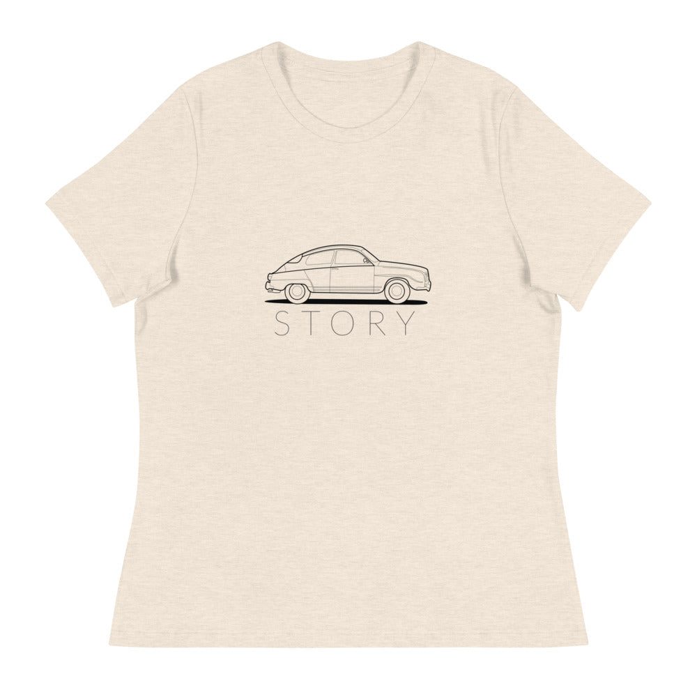 Saab Story 96 Monte Carlo Outline Women's Relaxed Beige T-Shirt