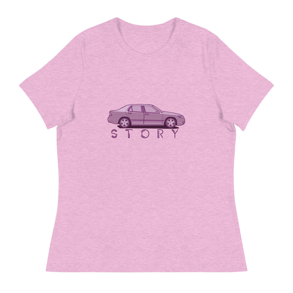 Saab Story 9-5 Sedan Women's Relaxed Lilac T-Shirt