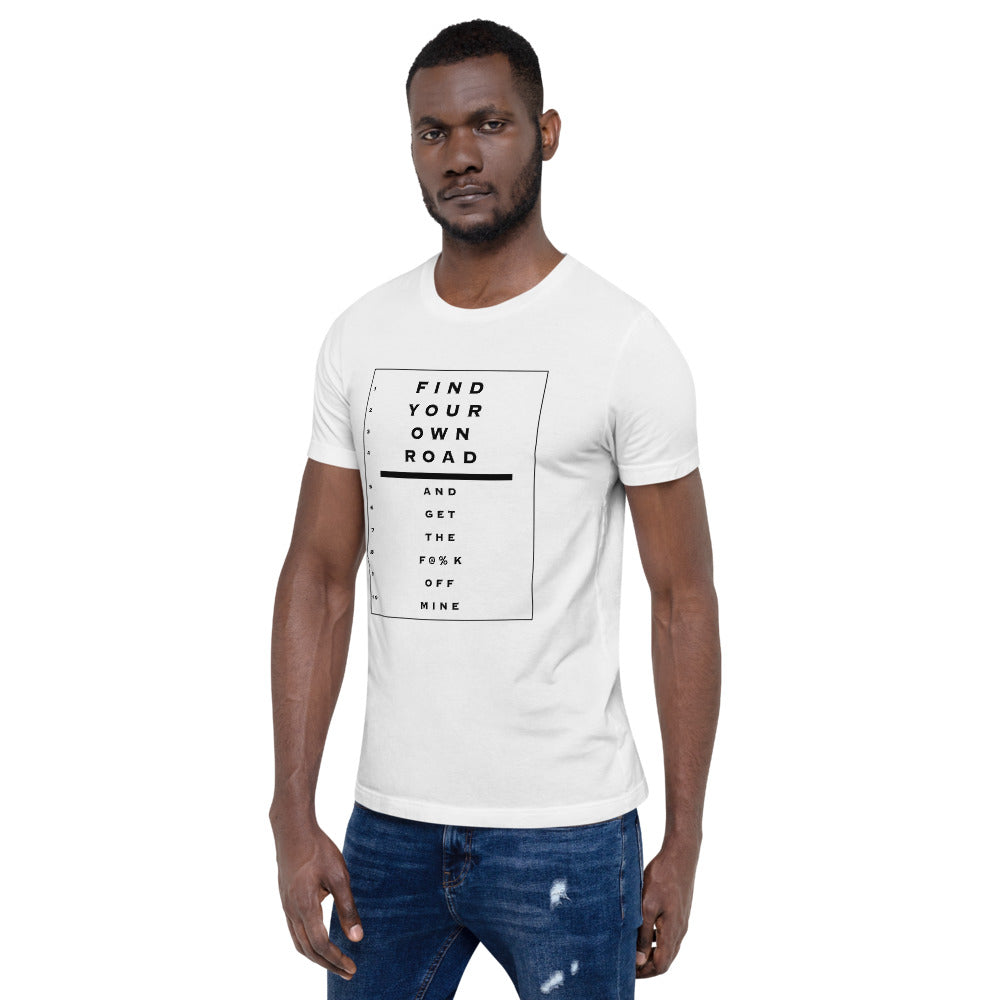 Saab Eye Chart Inspired Find Your Own Road Unisex T-Shirt (2 Colors Available)