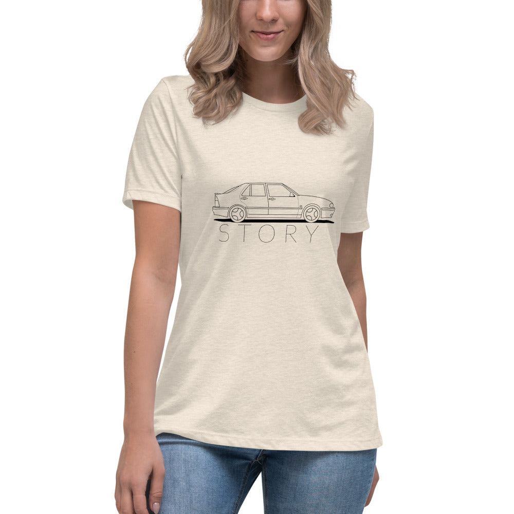Saab Story 9000 Aero Outline Women's Relaxed Beige T-Shirt