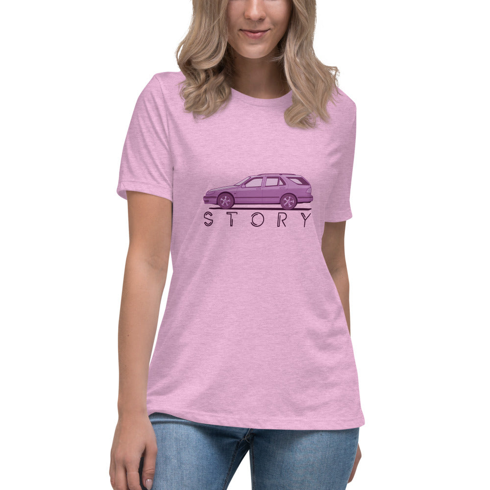 Saab Story 9-5 Wagon Women's Relaxed Lilac T-Shirt