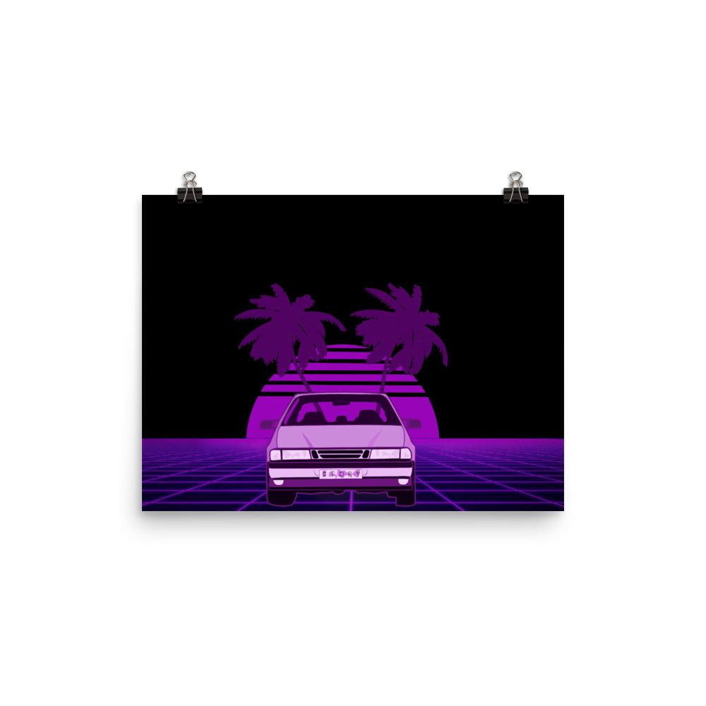 Vaporwave Saab 12 in. x 16 in. Poster