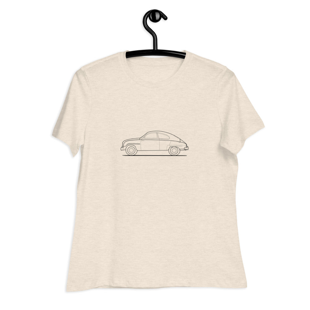 Saab 93 Outline Women's Relaxed Beige T-Shirt