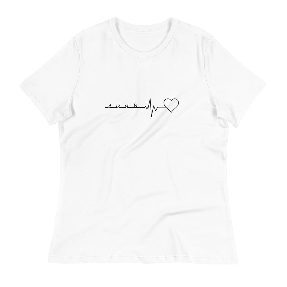 Saab Heartbeat Women's Relaxed White T-Shirt